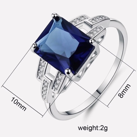 ✨✨Blue Sapphire Lab Engagement Ring✨✨ - Picture 2 of 3